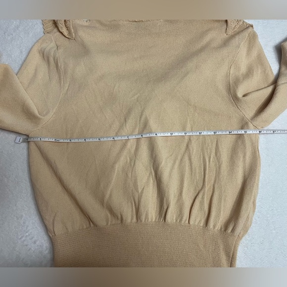 Zara Dollette knit long ruffle sleeve blouse Sz small beige/tan NWT! - Picture 9 of 14